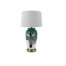 Mindy Brownes Zebra Table Lamp Green & White With White Shade