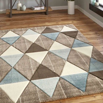 Brooklyn 22192 Rug Grey & Blue (Multiple Sizes)