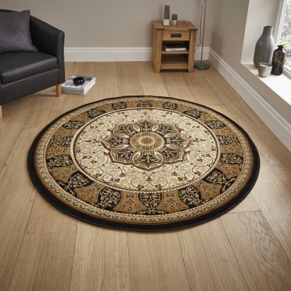 Heritage 4400 Circle Rug 150x150cm Black & Cream