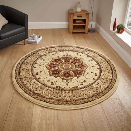 Heritage 4400 Circle Rug 150x150cm Cream & Red