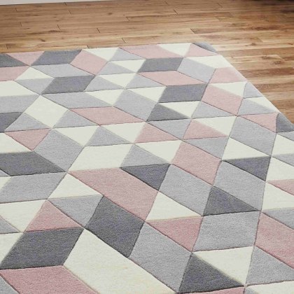 Hong Kong 3653 Rug Grey & Rose (Multiple Sizes)