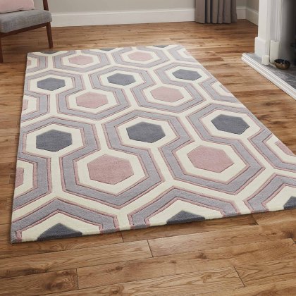 Hong Kong 3661 Rug Grey & Rose (Multiple Sizes)