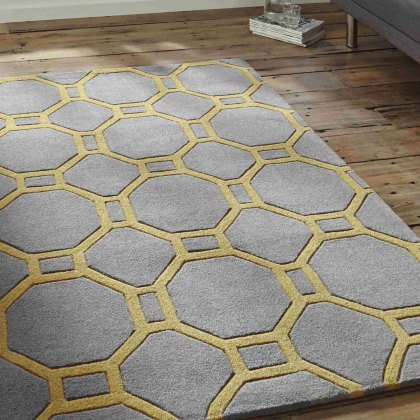 Hong Kong 4338 Rug Grey & Yellow (Multiple Sizes)
