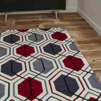 Hong Kong 7526 Rug Cream & Red (Multiple Sizes)