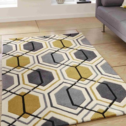 Hong Kong 7526 Rug Grey & Yellow (Multiple Sizes)