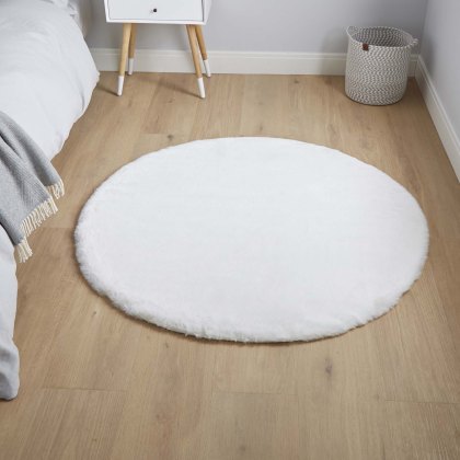 Teddy Circle Rug 120x120cm Ivory