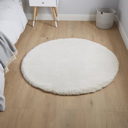 Teddy Circle Rug 120x120cm Beige