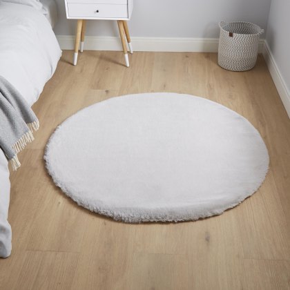 Teddy Circle Rug 120x120cm Silver