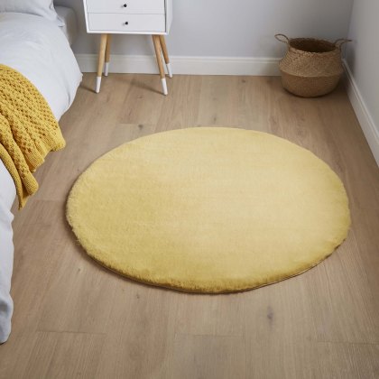 Teddy Circle Rug 120x120cm Yellow