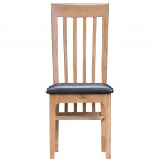 Alford Slatted Back Dining Chair Faux Leather Light Oak