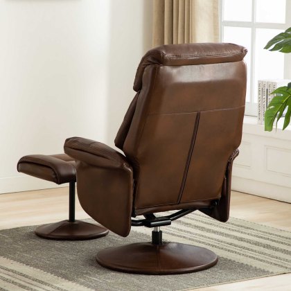 Dingle Swivel Recliner & Footstool Faux Leather Tan