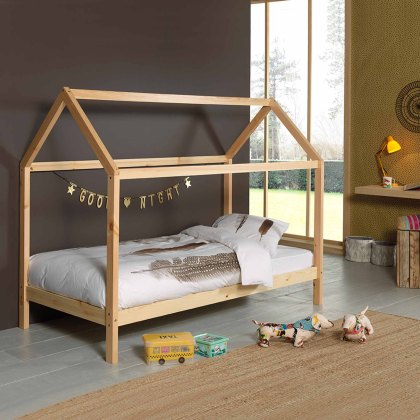 Dallas House Shaped Single (90cm) Bedstead Natural