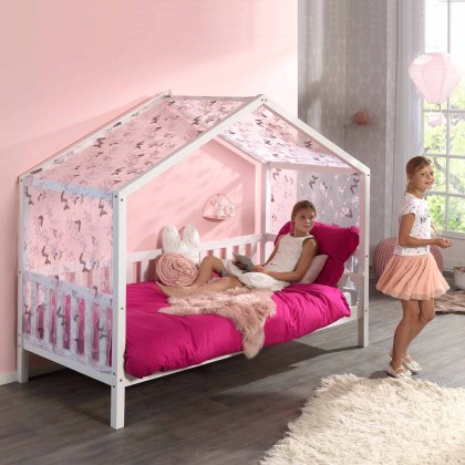 Dallas House Shaped Single (90cm) Bedstead with Slanted Roof White