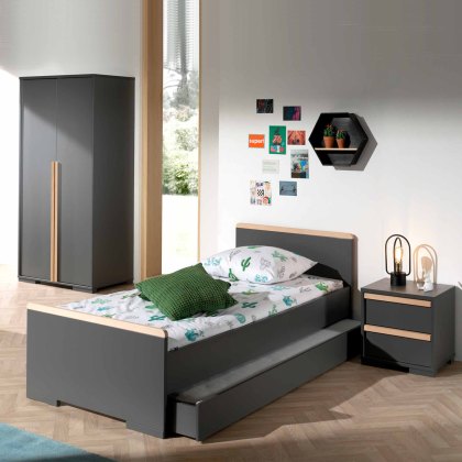 London 2 Drawer Bedside Locker Anthracite