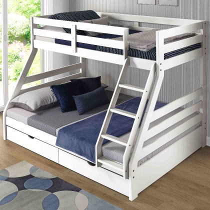 Solar Painted Triple/Dual Storage Bunk Bed White + Single & Double 'Sleep to Dream' Mattress Bundle Solar Painted Triple/Dual Storage Bunk Bed White + Single & Double 'Sleep to Dream' Mattress Bundle