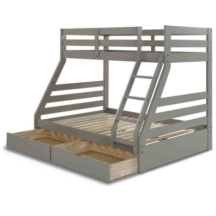 Solar Painted Triple/Dual Storage Bunk Bed Dark Grey + Single & Double 'Sleep To Dream' Mattress Bun