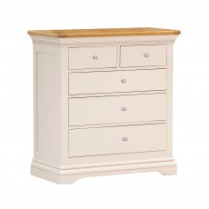 Bellingham 3+2 Drawer Chest of Drawers Painted Off-White With Oak Top