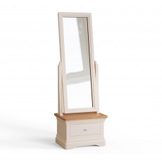 Bellingham Cheval Mirror Painted Off-White With Oak Top