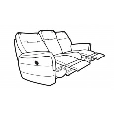 Hudson Double Power Recliner 3 Seater Sofa With Button Switches Single Motor Fabric A