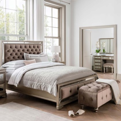 Rochelle 2 Drawer Bedside Locker Taupe & Mirrored