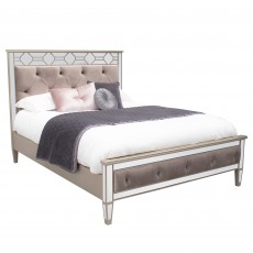 Ashley Bedstead Mirrored With Fabric Headboard Taupe (Multiple Sizes)