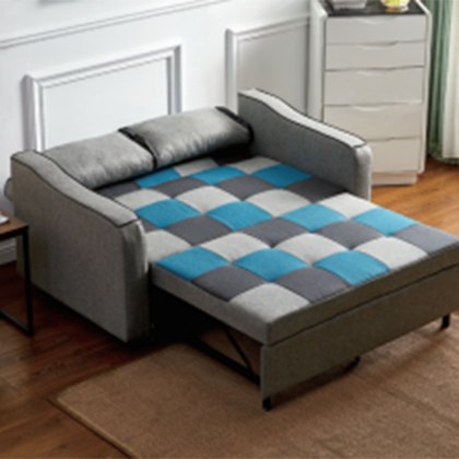Jerpoint 2 Seater Sofa Bed Fabric Teal & Grey Patchwork