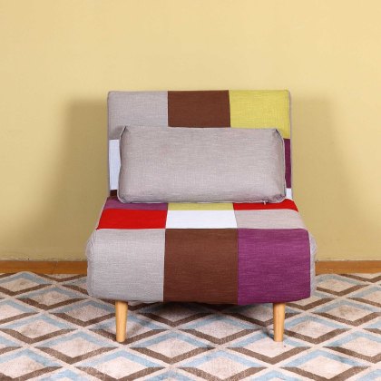 Camber Single Sofa Bed Fabric Multicoloured Patchwork