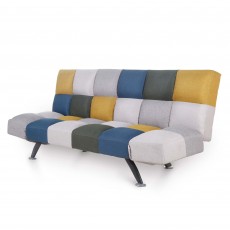 Rathlin 3 Seater Sofa Bed Fabric Mustard & Blue Patchwork