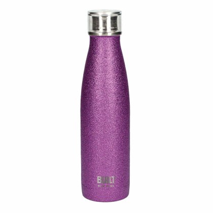 500ml Double Walled Stainless Steel Water Bottle Purple Glitter 500ml Double Walled Stainless Steel Water Bottle Purple Glitter