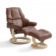 Reno Small Chair With Classic Base & Footstool Paloma Leather