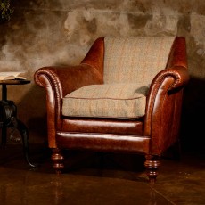 Dalmore Accent Chair Option B Harris Tweed + Leather