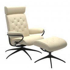 Metro Chair With Adjustable Headrest & Footstool Paloma & Cori Leather