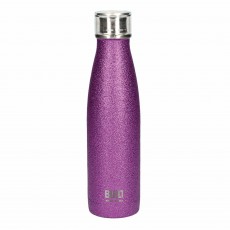 500ml Double Walled Stainless Steel Water Bottle Purple Glitter