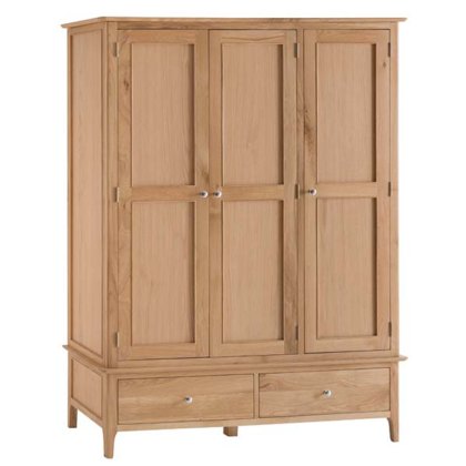 Alford 3 Door Wardrobe With 2 Drawers Light Oak
