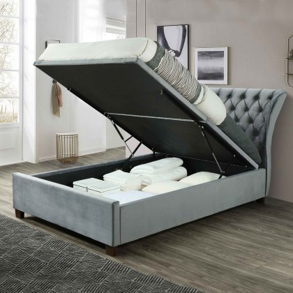 Millie Ottoman Bedstead Fabric Grey (Multiple Sizes)