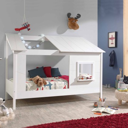 House Shaped Single (90cm) Bedstead With Single Roof Panel White