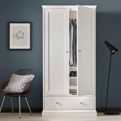 Julie 2 Door Wardrobe With 1 Storage Drawer White
