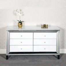 Liberty 3+3 Drawer Chest of Drawers White & Silver