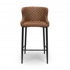 Turnberry High Bar Stool Faux Leather Antique Brown