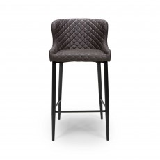 Turnberry High Bar Stool Faux Leather Grey