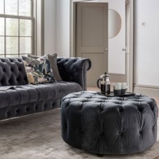 Berrington Round Footstool Fabric Grey