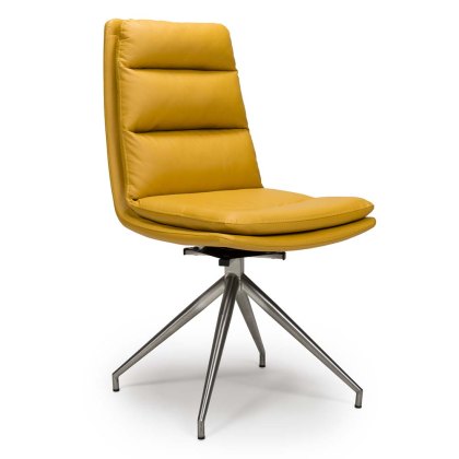 Nobo Swivel Dining/Office Chair Faux Leather Ochre With Brushed Steel Legs Nobo Swivel Dining/Office Chair Faux Leather Ochre With Brushed Steel Legs