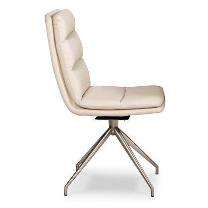 Nobo Swivel Dining/Office Chair Faux Leather Taupe With Brushed Steel Legs Nobo Swivel Dining/Office Chair Faux Leather Taupe With Brushed Steel Legs