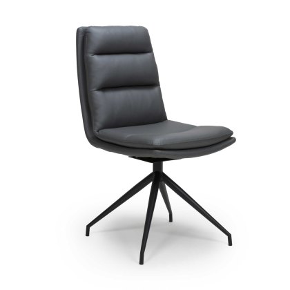 Nobo Swivel Dining/Office Chair Faux Leather Grey With Black Legs Nobo Swivel Dining/Office Chair Faux Leather Grey With Black Legs