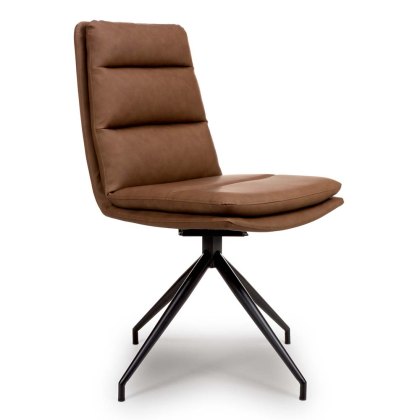 Nobo Swivel Dining/Office Chair Faux Leather Tan With Black Legs Nobo Swivel Dining/Office Chair Faux Leather Tan With Black Legs