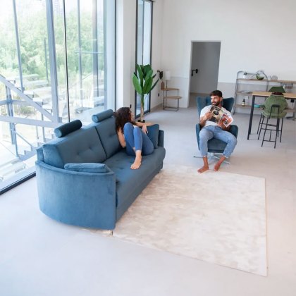 Bolero 4 Seater Curved Sofa Bed With 2 Headrests Fabric