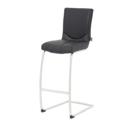 Vittorini High Bar Stool Faux Leather Black Vittorini High Bar Stool Faux Leather Black