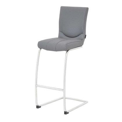 Vittorini High Bar Stool Faux Leather Grey Vittorini High Bar Stool Faux Leather Grey