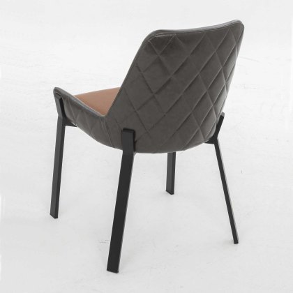Calabria Dining Chair Faux Leather Grey & Tan
