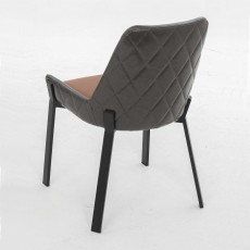 Calabria Dining Chair Faux Leather Grey & Tan